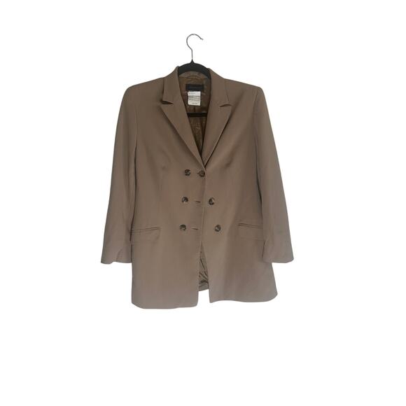 Piazza Sempione Women's Wool Blend Blazer IT 42 Beige Double-Breasted Jacket - Picture 2 of 12
